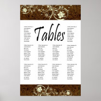 Dark Brown Leather and Cream Lace Seating Chart Print