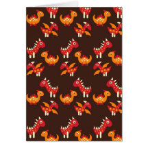 Dark Brown Red and Orange Spiked Dinosaurs Card