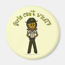 Dark Brown Sheriff Girl Refrigerator Magnets
