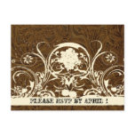 Dark Brown Tooled Leather RSVP Post Cards