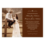 Dark Brown Western Photo Wedding Invitations