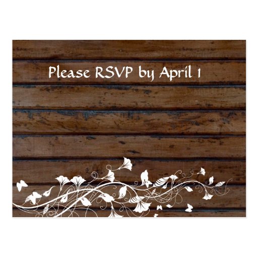 Dark Brown Wood RSVP Post Cards
