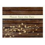 Dark Brown Wood Save the Date Post Card