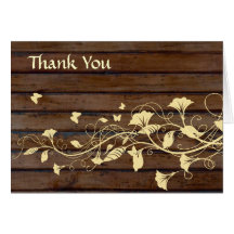 Dark Brown Wood Thank You Greeting Card