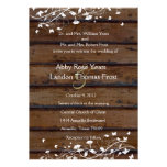 Dark Brown Wood, White Floral Wedding Invitation