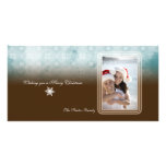 Dark chocolate blue christmas photocard photo card