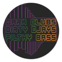 Dark Clubs Dirty Djays Filthy Bass Round Stickers