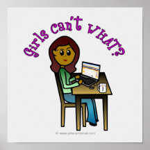 Dark Computer Girl Print