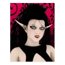 Dark Diva Gothic Vampire Art Postcard