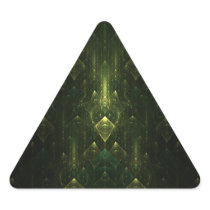 Dark Emerald Green Faces. Fractal Art. Triangle Sticker