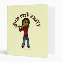 Dark Female Flute Player 3 Ring Binders