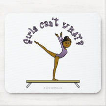 Dark Female Gymnast on Balance Beam Mousepad