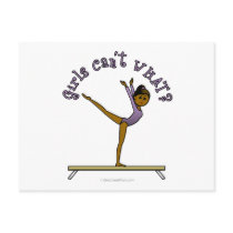 Dark Female Gymnast on Balance Beam Postcard