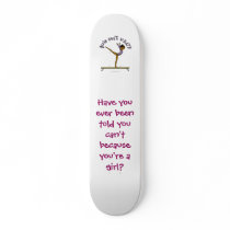 Dark Female Gymnast on Balance Beam Skate Deck