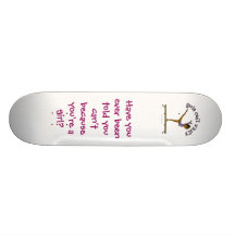 Dark Female Gymnast on Balance Beam Skate Deck