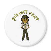 Dark Female Sheriff in Brown Uniform Refrigerator Magnets