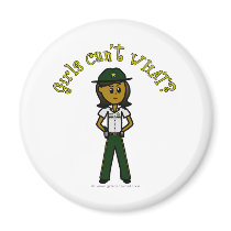 Dark Female Sheriff in Green Uniform Magnets