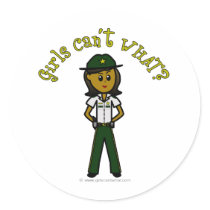 Dark Female Sheriff in Green Uniform Stickers