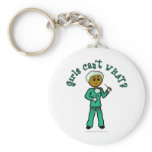 Dark Female Surgeon in Green Scrubs Key Chains