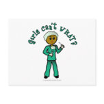 Dark Female Surgeon in Green Scrubs Postcards