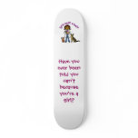 Dark Female Veterinarian skateboards