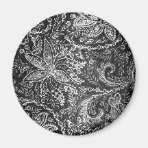 Dark Floral Design Fabric Look Fashion Magnet