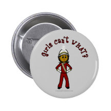 Dark Girl in Red Marching Band Uniform Pinback Button
