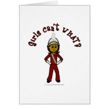 Dark Girl in Red Marching Band Uniform Cards