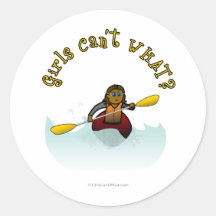 Dark Girl Kayaker Round Sticker