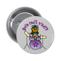 Dark Girl Playing Drums Pin