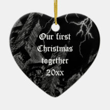 Dark Gothic first Christmas heart ornament