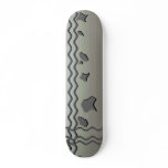 Dark Gray Waves. Abstract Design. Skate Deck