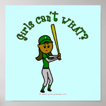 Dark Green Baseball Player Poster