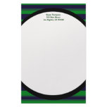 dark green blue stripes personalized stationery