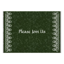 Dark Green Damask Invitation
