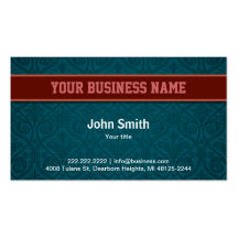 Dark Green Damask with Red Belt business card