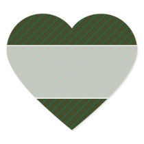 Dark Green Diagonal Striped Pattern. Heart Sticker