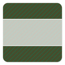 Dark Green Diagonal Striped Pattern. Square Sticker