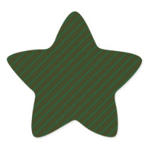 Dark Green Diagonal Striped Pattern. Star Sticker