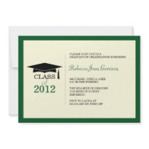 Dark green ecru cap tassel graduation announcement