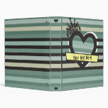 dark green heart binder with stripes