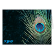 Dark Green Peacock Wedding RSVP Greeting Card