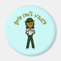 Dark Green Sheriff Girl Refrigerator Magnet