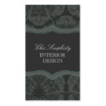 Dark grey elegant damask design business card