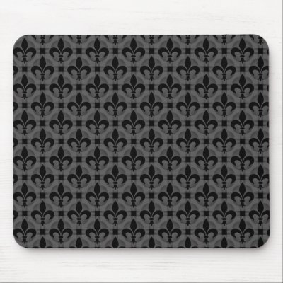 Dark Grey Fancy Fleur de lis Mousepad by Superstarbing