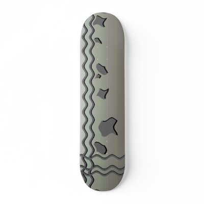 Dark Grey Waves. Abstract Design. Skate Deck by Graphics_By_Metarla