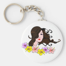 Dark Hair Girl Keychains
