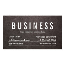 Dark Leather Mortgage Agent Business Card