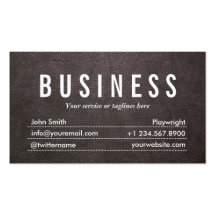Dark Leather Texture Playwright Business Card