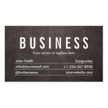 Dark Leather Texture Songwriter Business Card